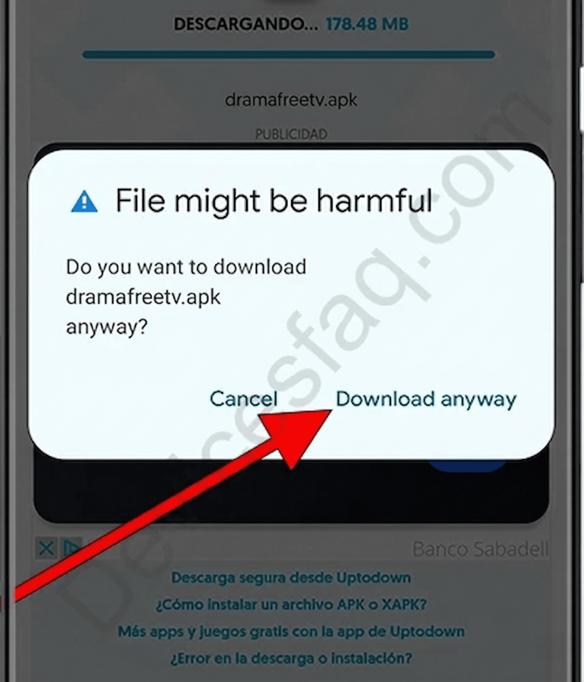 Confirmación de descarga APK