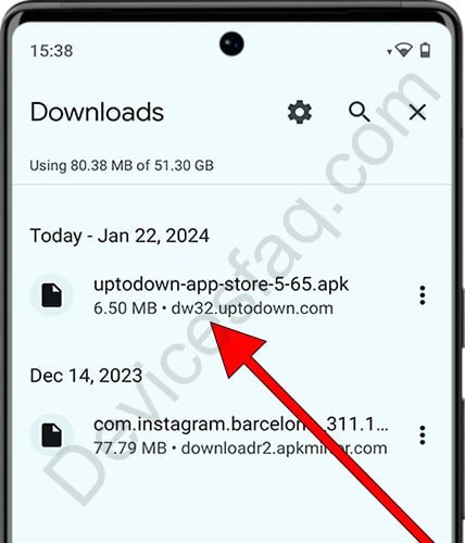 Tocar el archivo APK descargado